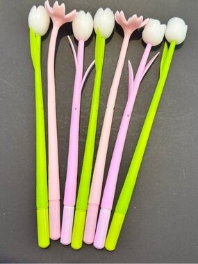 Tulip Gel Pens - Pink & Green Floral Party Pens